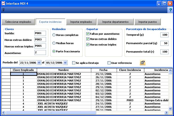 exportar datos a software de nomina aspel noi